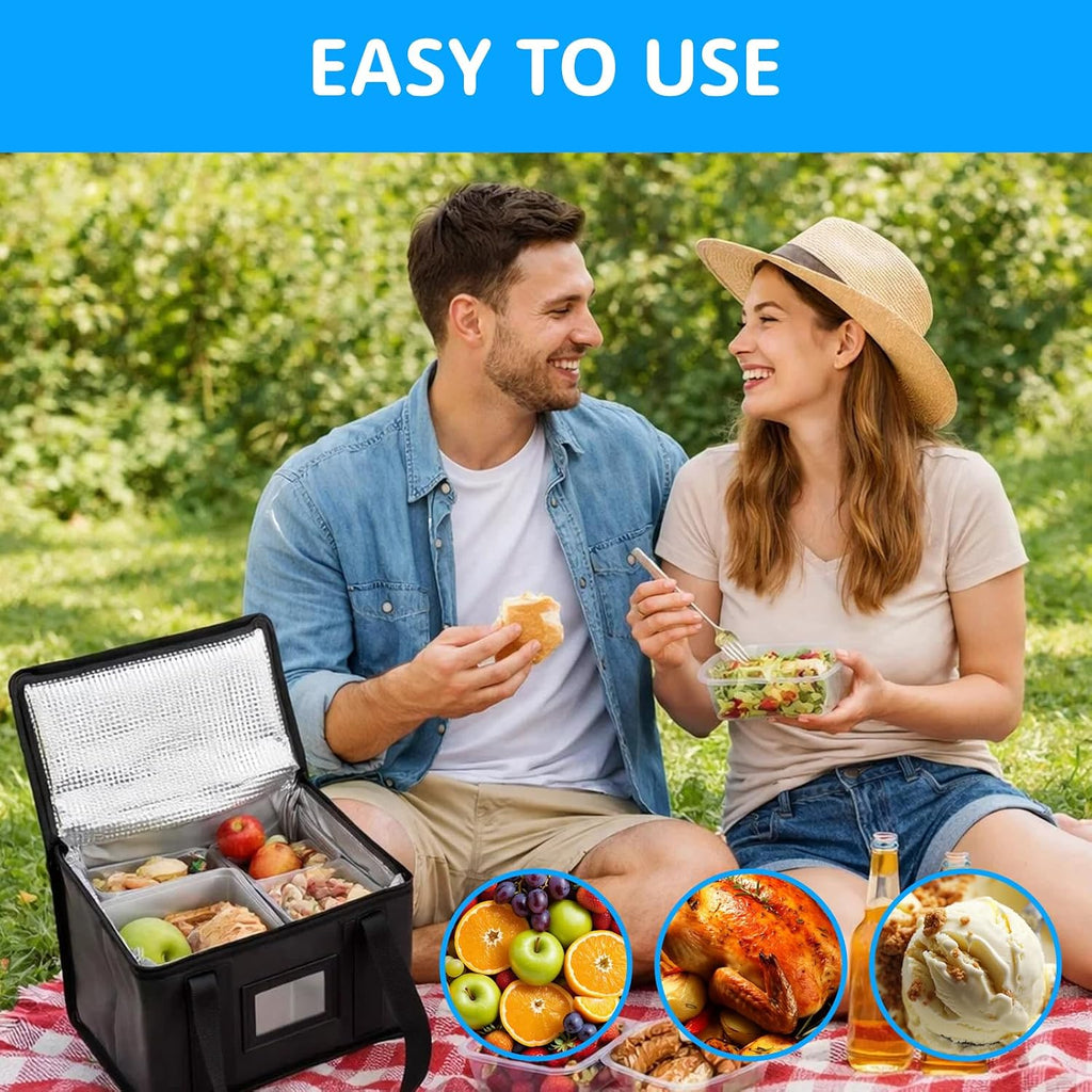 Food Delivery Bag, 50L Uber Eats Delivery Bag with Advanced Thermal Technology, Professional Thermal Bag with Woven Fabric for Temperature Retention,For Groceries,Outdoor Events, and Pizza Delivery