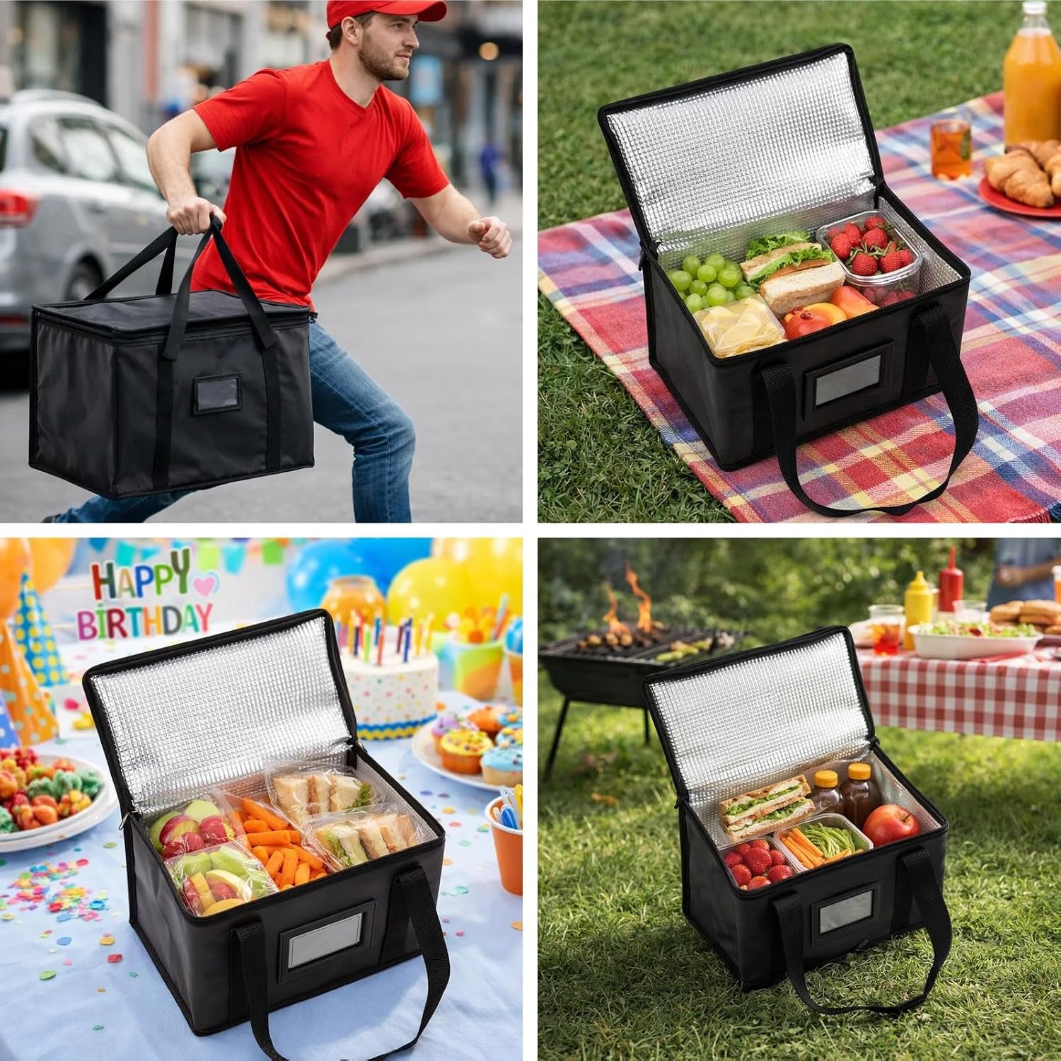 Food Delivery Bag, 50L Uber Eats Delivery Bag with Advanced Thermal Technology, Professional Thermal Bag with Woven Fabric for Temperature Retention,For Groceries,Outdoor Events, and Pizza Delivery